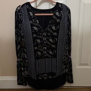 Lucky Brand Black and Gray Women's Blouse